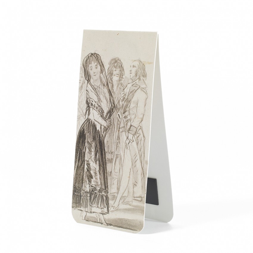 "Maja in front of three colleagues"...