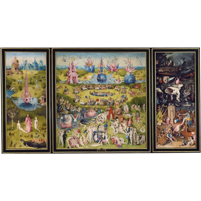 Postal plegada "Tríptico del jardín...