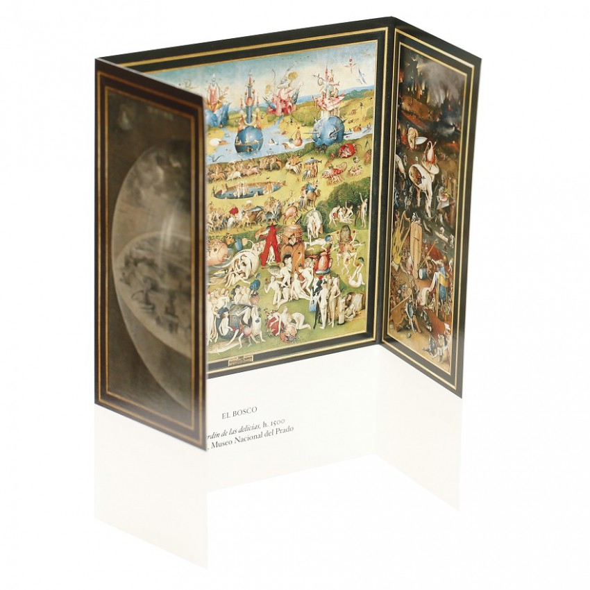 Postal plegada "Tríptico del jardín...