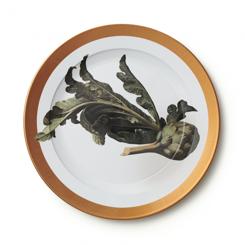 Plato metálico "Bodegón con alcachofas"