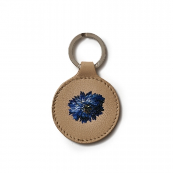 "Blue flower" leather keyring