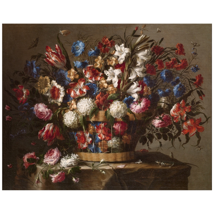 Llavero de piel "Flor azul"